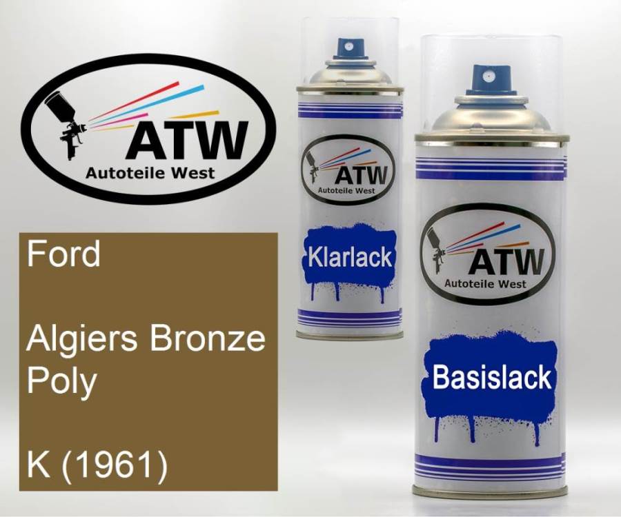 Ford, Algiers Bronze Poly, K (1961): 400ml Sprühdose + 400ml Klarlack - Set, von ATW Autoteile West.